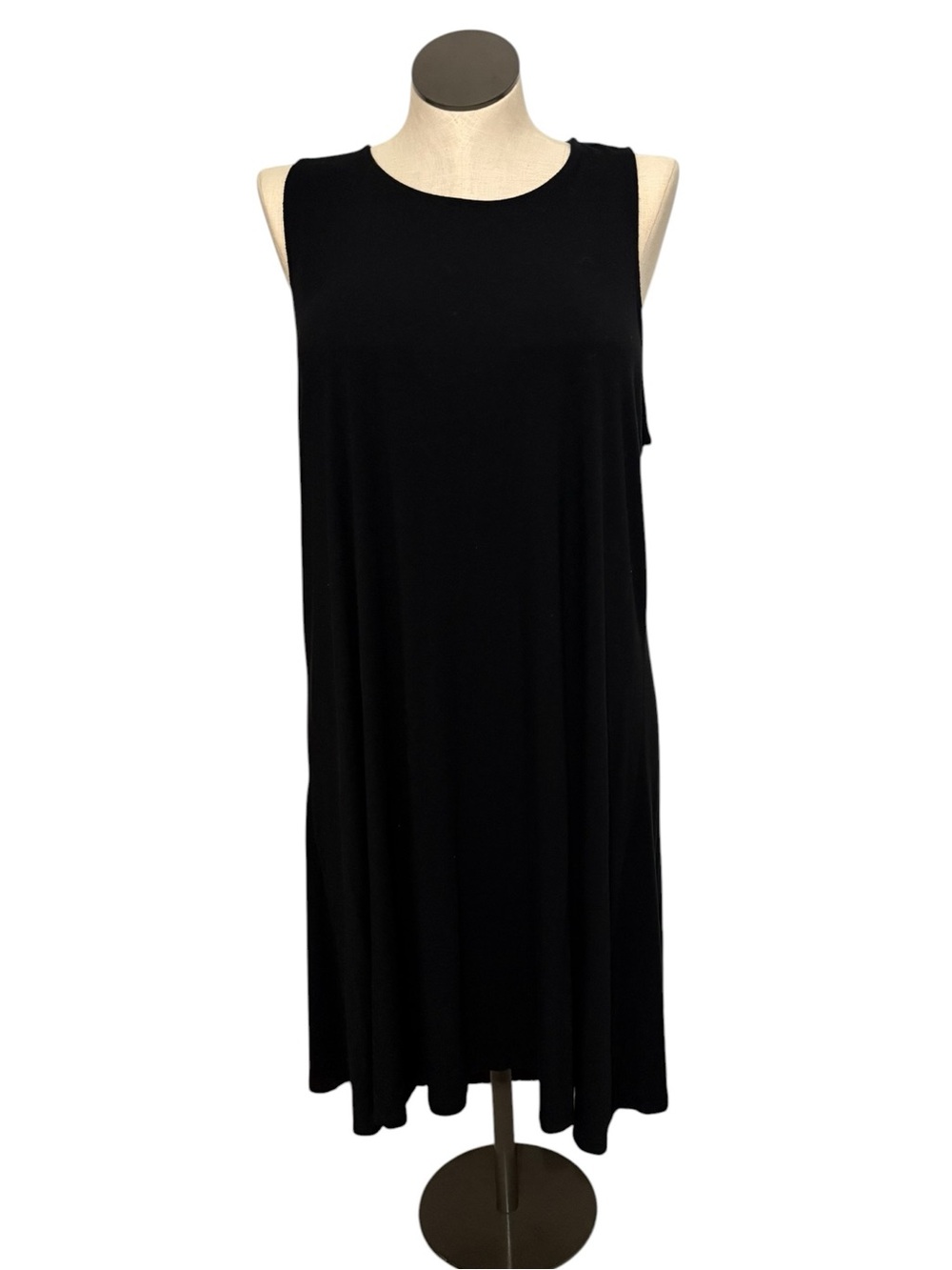 Old Navy Black Sleeveless Midi Swing Dress with Crew Neck - Picture 1 of 4